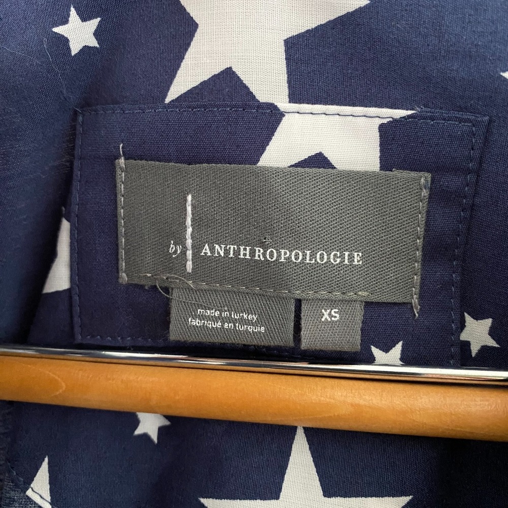 Anthropologie SOMERSET womens Dress XS Short Sleeve Navy White Stars Patriotic - Picture 3 of 11